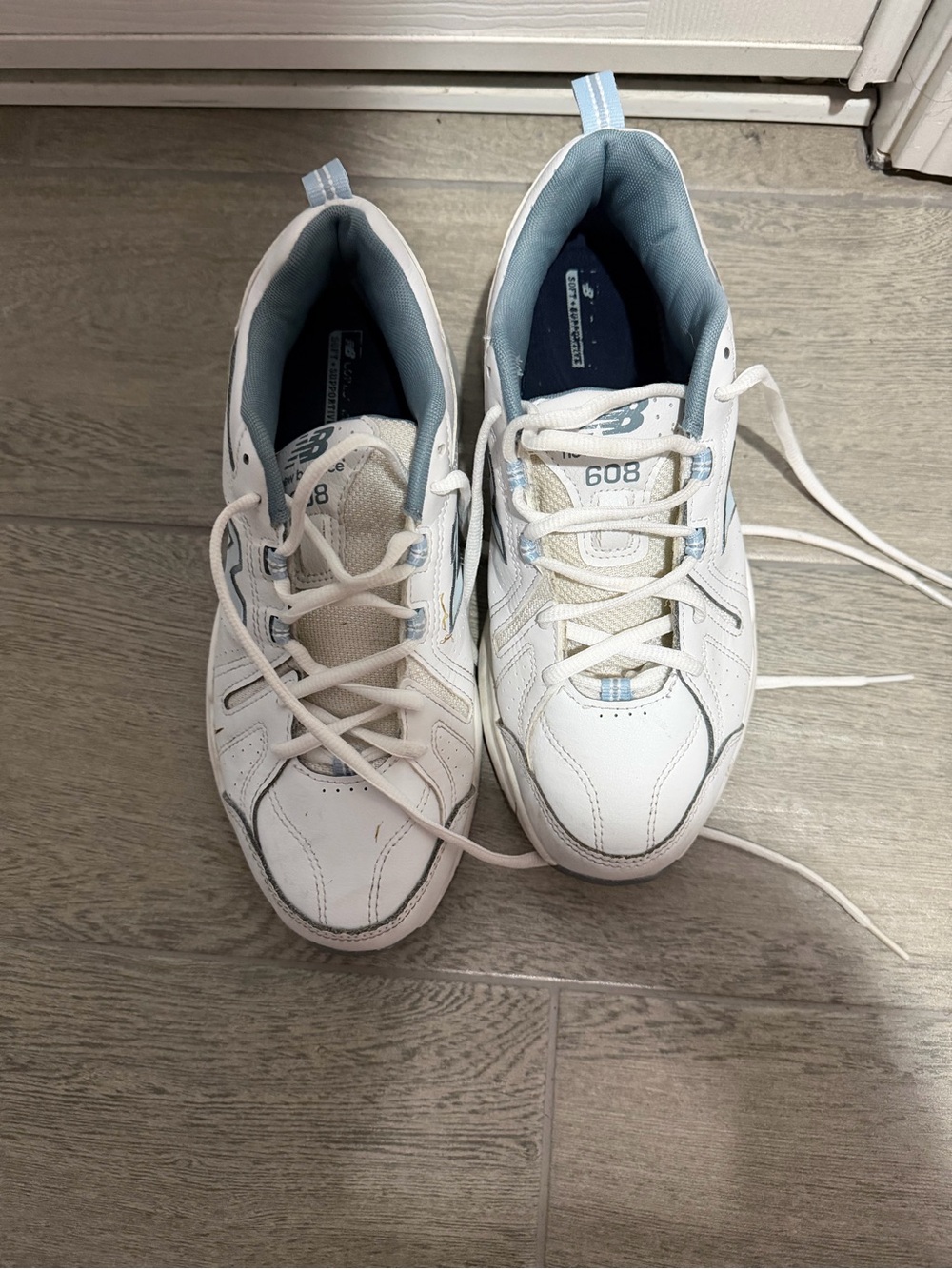 New Balance White Sneakers with Light Blue Accents